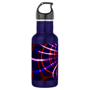 Pointed curves from blue to red, pink and white 532 ml water bottle