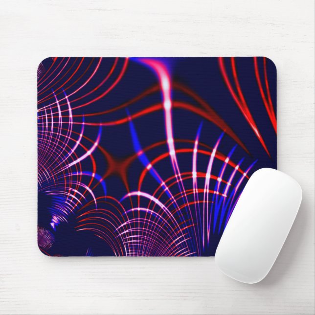 Pointed curves from blue to red, pink and white mouse mat (With Mouse)
