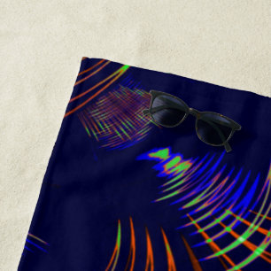 Pointed curves from lime green to coral and blue beach towel