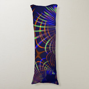 Pointed curves from lime green to coral and blue body cushion