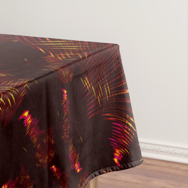 Pointed curves from pink to fire-coloured tablecloth (In Situ)