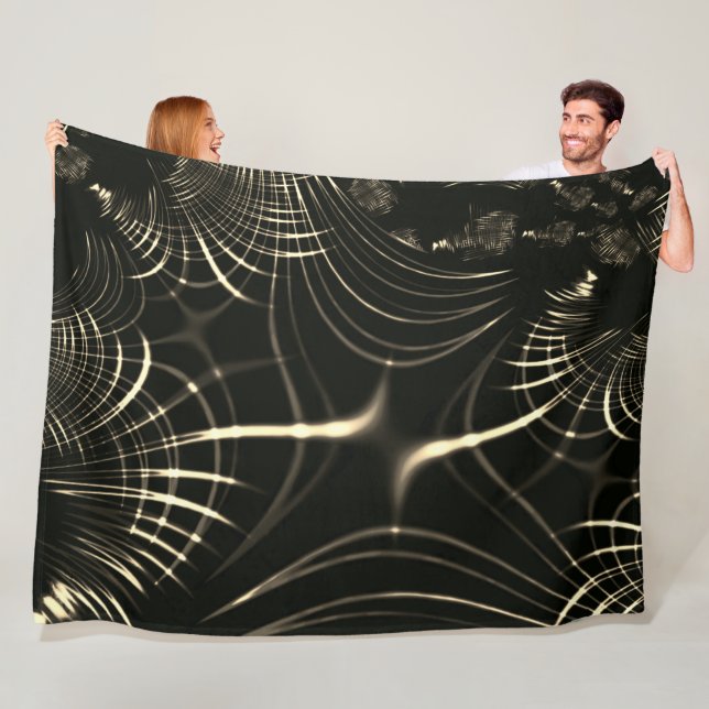 Pointed curves in khaki colour and dark background fleece blanket (In Situ)