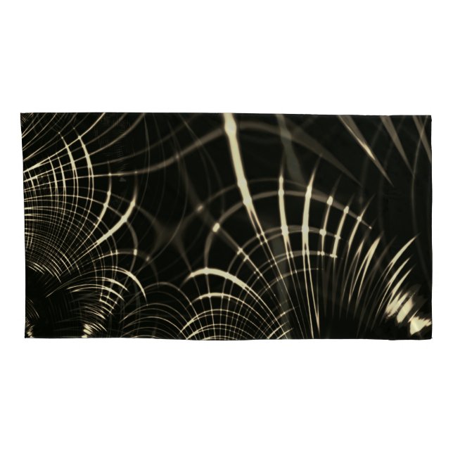 Pointed curves in khaki colour and dark background pillowcase (Back-Right)