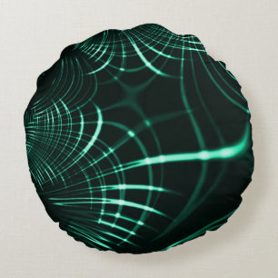 Pointed curves in mix of jungle green and neo mint round cushion