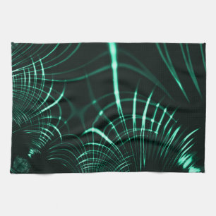 Pointed curves in mix of jungle green and neo mint tea towel