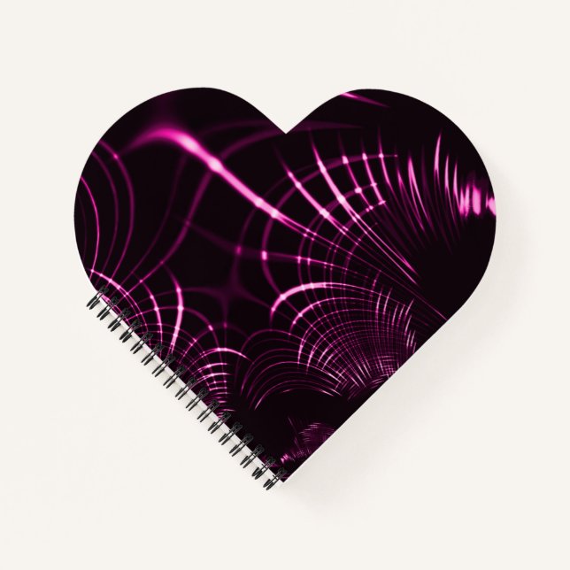 Pointed curves in pink colour and dark background notebook (Front)