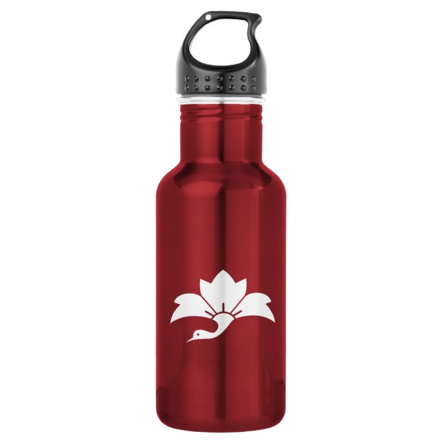 Pointed-leaf crane-shaped rhombic flower 532 ml water bottle (Front)
