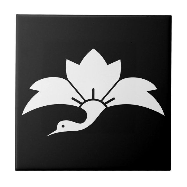 Pointed-leaf crane-shaped rhombic flower tile (Front)