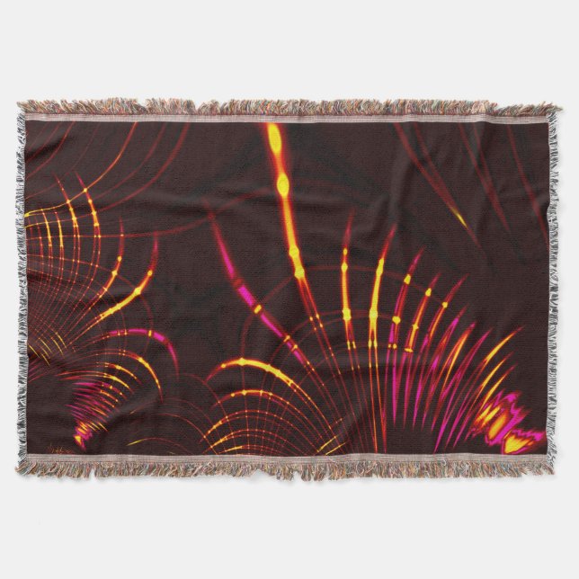 Pointed light brown curves from pink to fire colou throw blanket (Front)