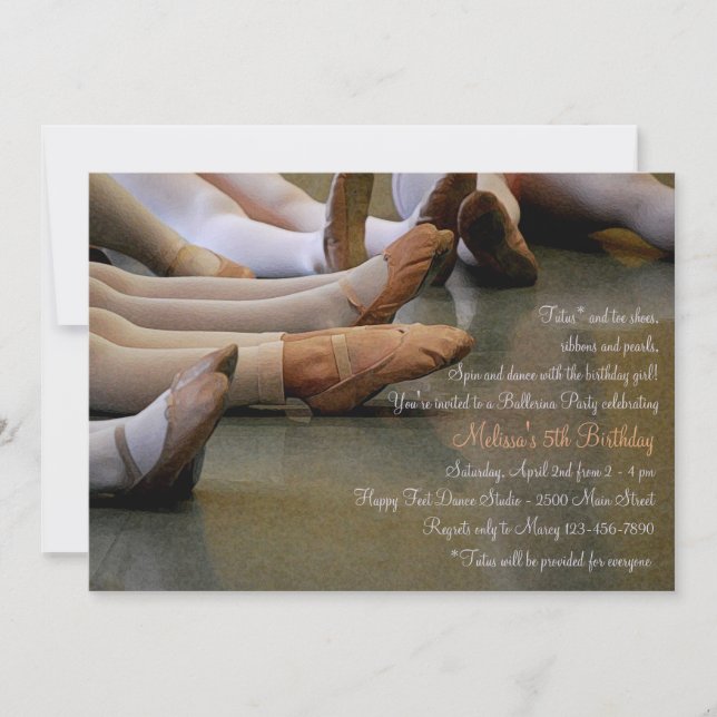 Pointed Toes Ballerina Party Invitation (Front)