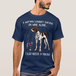 Pointer and wine Funny Dog  T-Shirt