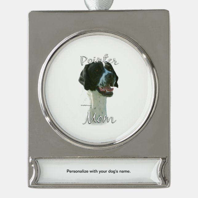Pointer (blk) Mum 2 Silver Plated Banner Ornament (Front)