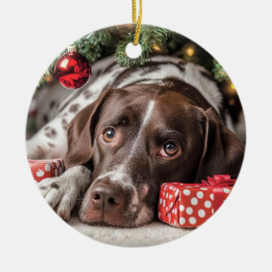 Pointer Christmas Ceramic Tree Decoration