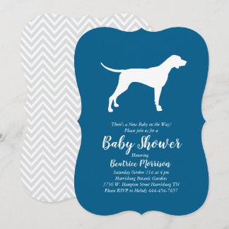 Pointer Dog Baby Shower Boy Blue Invitation