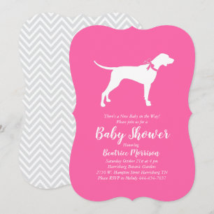 Pointer Dog Baby Shower Girl Pink Invitation