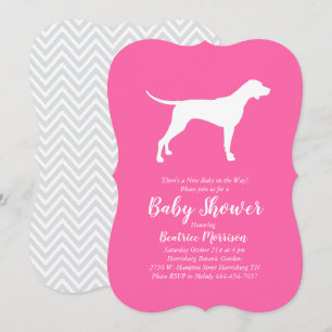 Pointer Dog Baby Shower Girl Pink Invitation