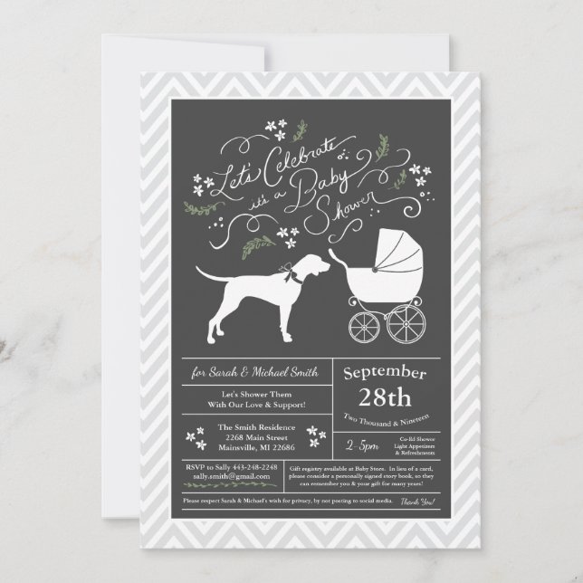 Pointer Dog Baby Shower Neutral Invitation (Front)