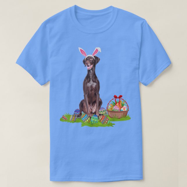 Pointer Dog Easter Egg Hunting Bunny Pointer Dog E T-Shirt (Design Front)