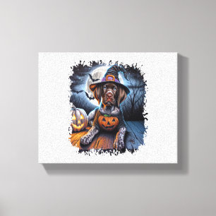 Pointer Dog Halloween Square Canvas Print