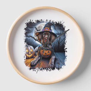 Pointer Dog Halloween Square Clock