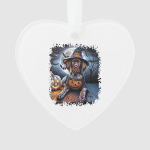 Pointer Dog Halloween Square Ornament