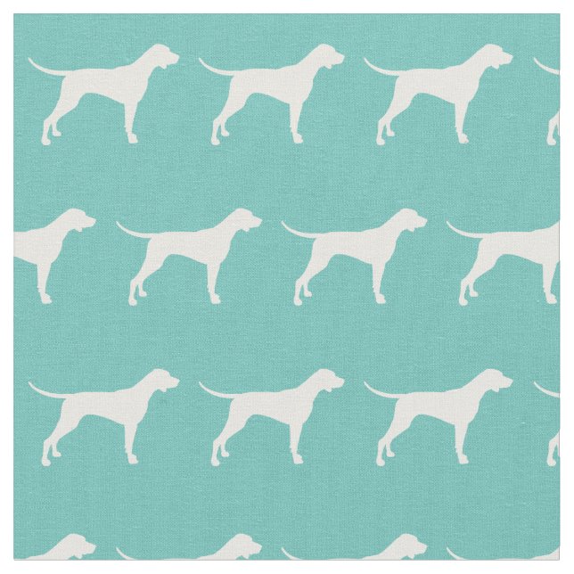 Pointer Dog Silhouette Pet Teal Fabric (Close Up)