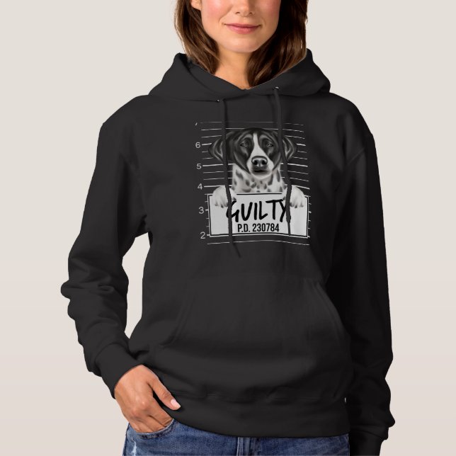 Pointer Mugshot Guilty Dog Hoodie (Front)