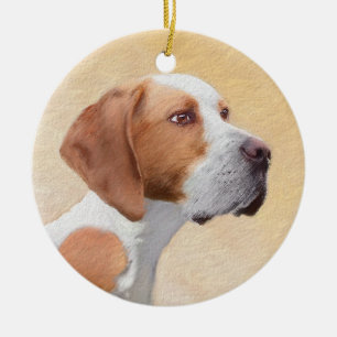 Pointer Painting - Cute Original Dog Art Ceramic Tree Decoration