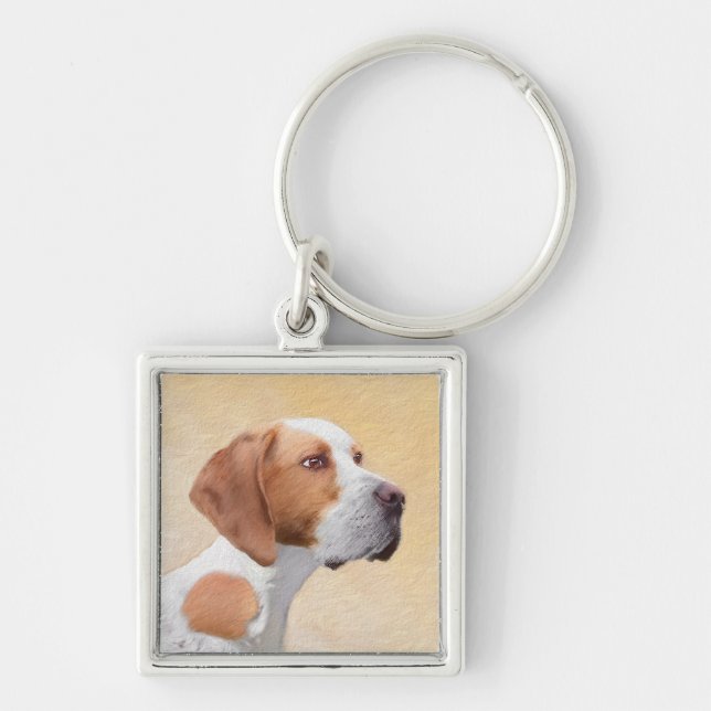 Pointer Painting - Cute Original Dog Art Key Ring (Front)