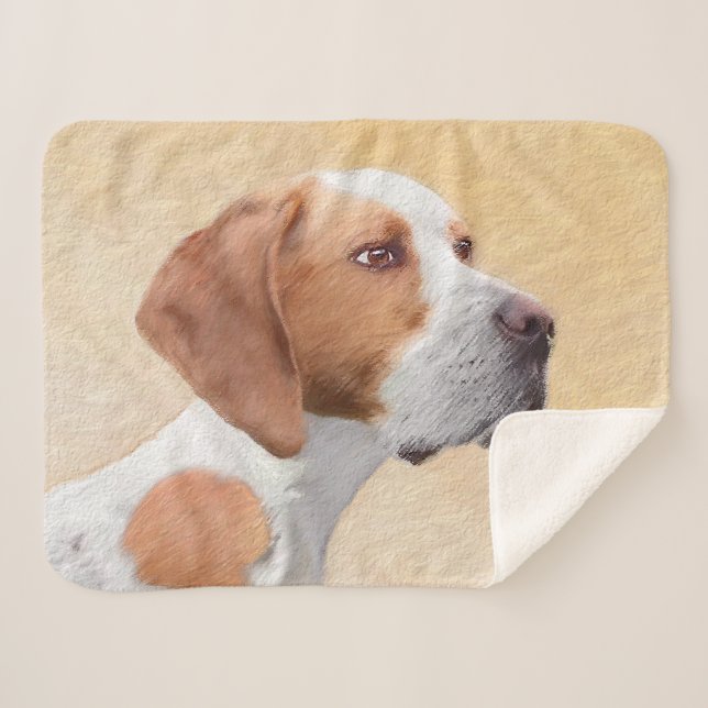 Pointer Painting - Cute Original Dog Art Sherpa Blanket (Front (Horizontal))
