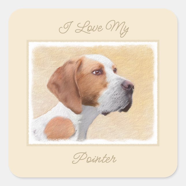 Pointer Painting - Cute Original Dog Art Square St Square Sticker (Front)