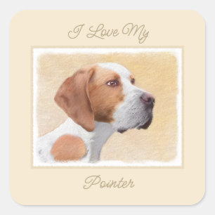 Pointer Painting - Cute Original Dog Art Square St Square Sticker