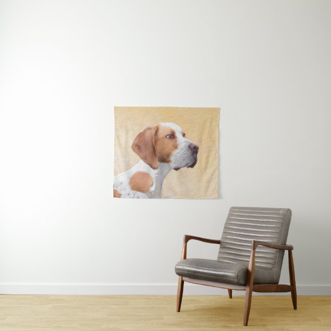Pointer Painting - Cute Original Dog Art Tapestry (In Situ (Horizontal))