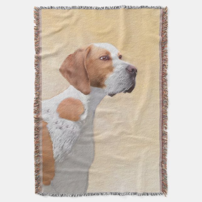 Pointer Painting - Cute Original Dog Art Throw Blanket (Front Vertical)