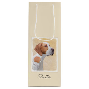 Pointer Painting - Cute Original Dog Art Wine Gift Bag