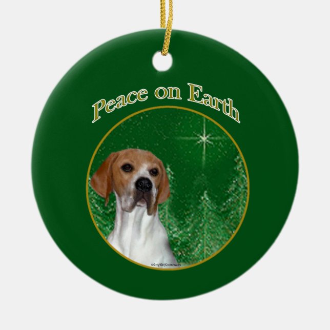 Pointer Peace Ceramic Tree Decoration (Front)