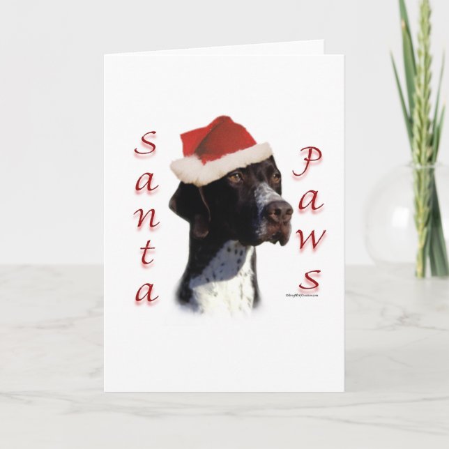Pointer Santa Paws Holiday Card (Front)