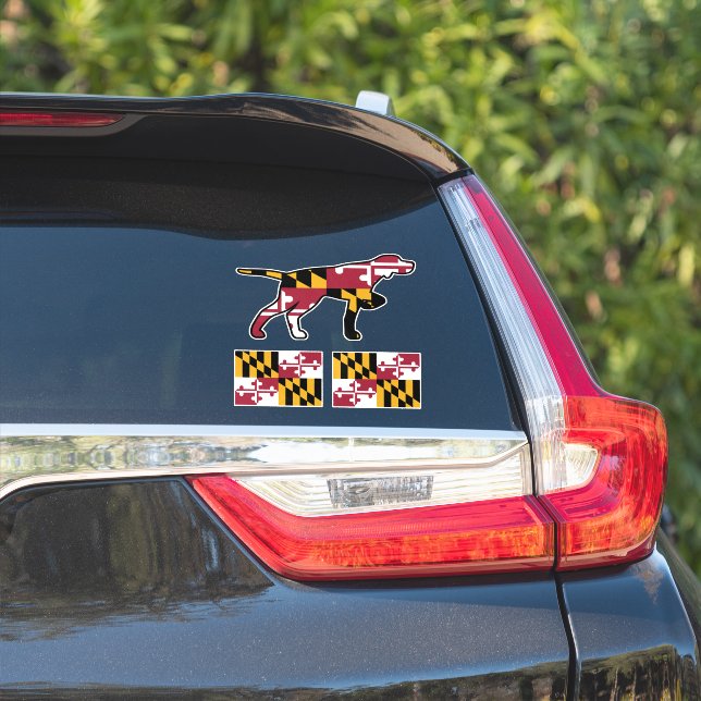 Pointer Silhouette with Maryland Flag Stickers (Car Side)