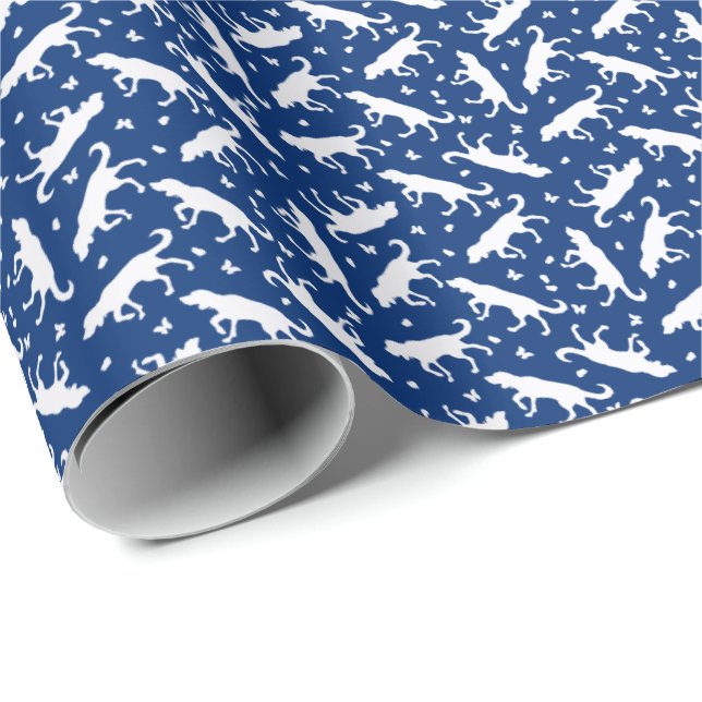 Pointers and Butterflies (Blue) Wrapping Paper (Roll Corner)