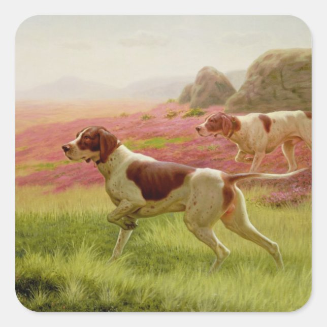Pointers in a Landscape, 19th century Square Sticker (Front)