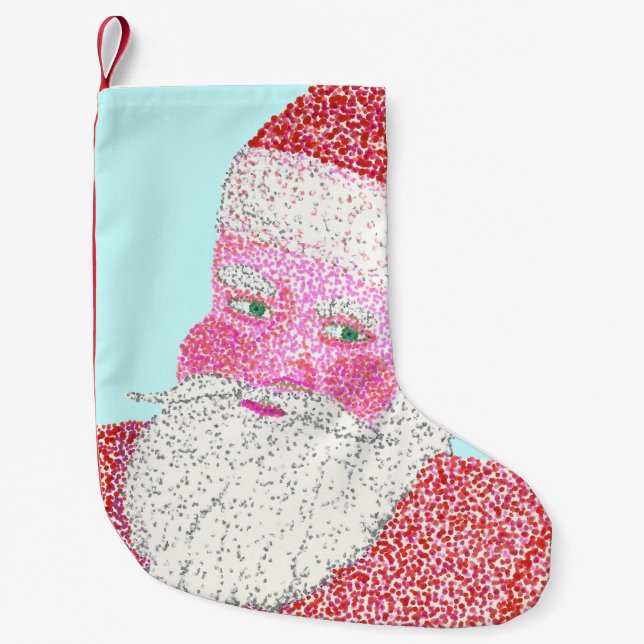 Pointillism Santa Face Head Christmas Stocking (Front)