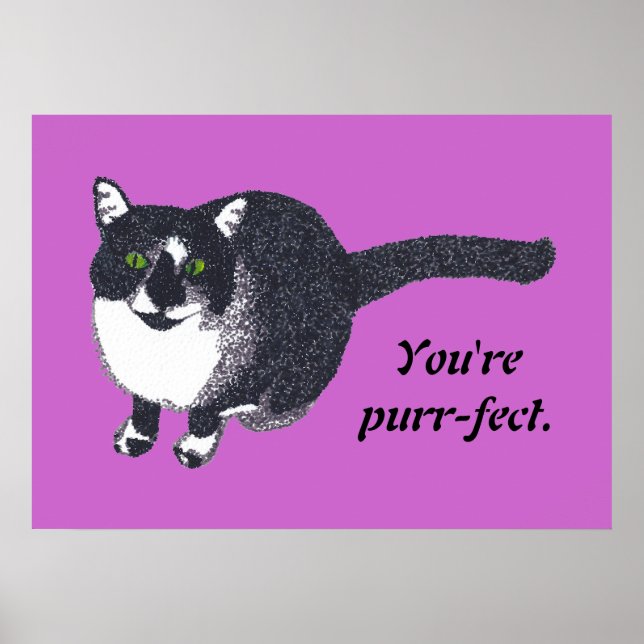 Pointillism Tuxedo Cat Your message Posters (Front)
