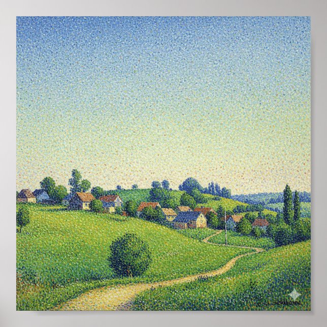 Pointillism Village Landscape Poster (Front)