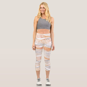 Pointillism Wavy Polka: Cute Doodle Textile Capri Leggings