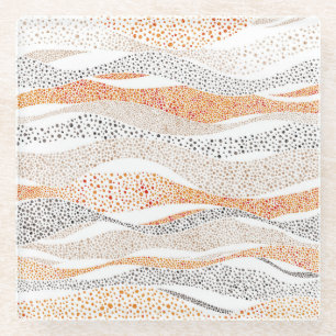 Pointillism Wavy Polka: Cute Doodle Textile Glass Coaster