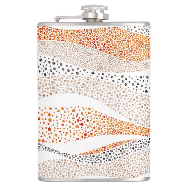 Pointillism Wavy Polka: Cute Doodle Textile Hip Flask (Front)