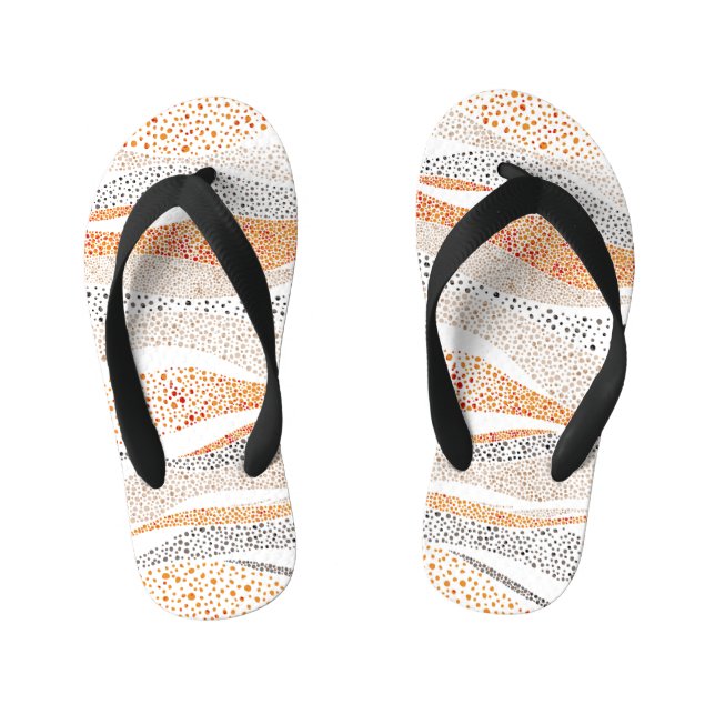 Pointillism Wavy Polka: Cute Doodle Textile Kid's Flip Flops (Footbed)