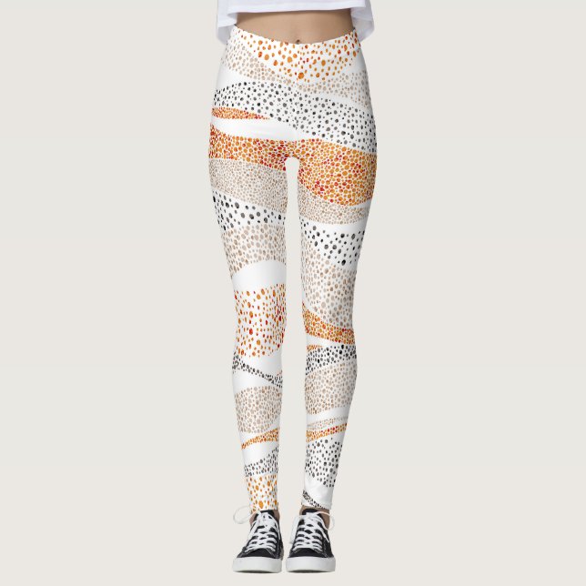 Pointillism Wavy Polka: Cute Doodle Textile Leggings (Front)