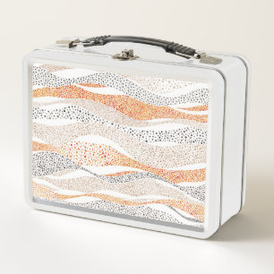 Pointillism Wavy Polka: Cute Doodle Textile Metal Lunch Box