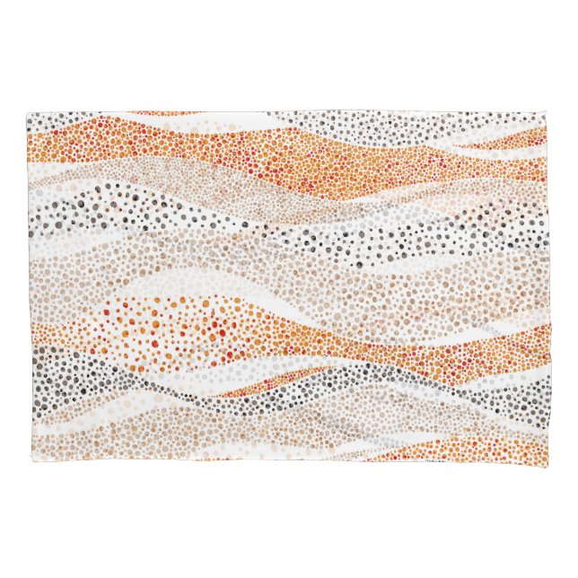 Pointillism Wavy Polka: Cute Doodle Textile Pillowcase (Front)